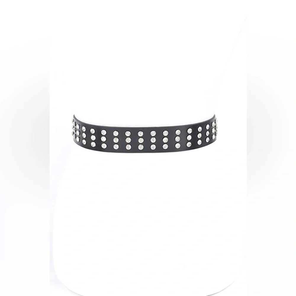 Plus Size Vegan Leather Black Studded Statement Belt